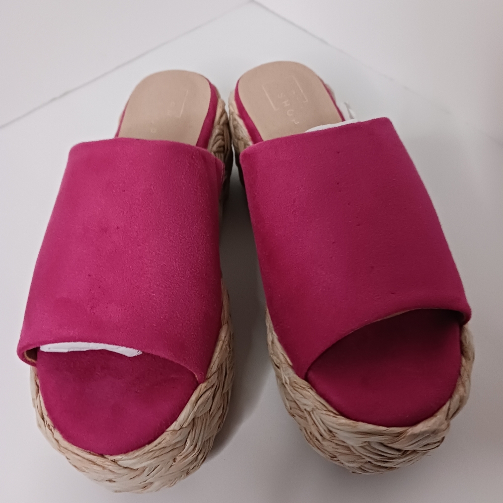 Shu Shop Pink Woven Platform Espadrille Sandals New